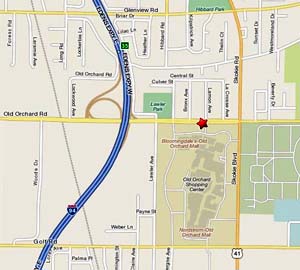 Map to Wellsprings Health Associates in Skokie.